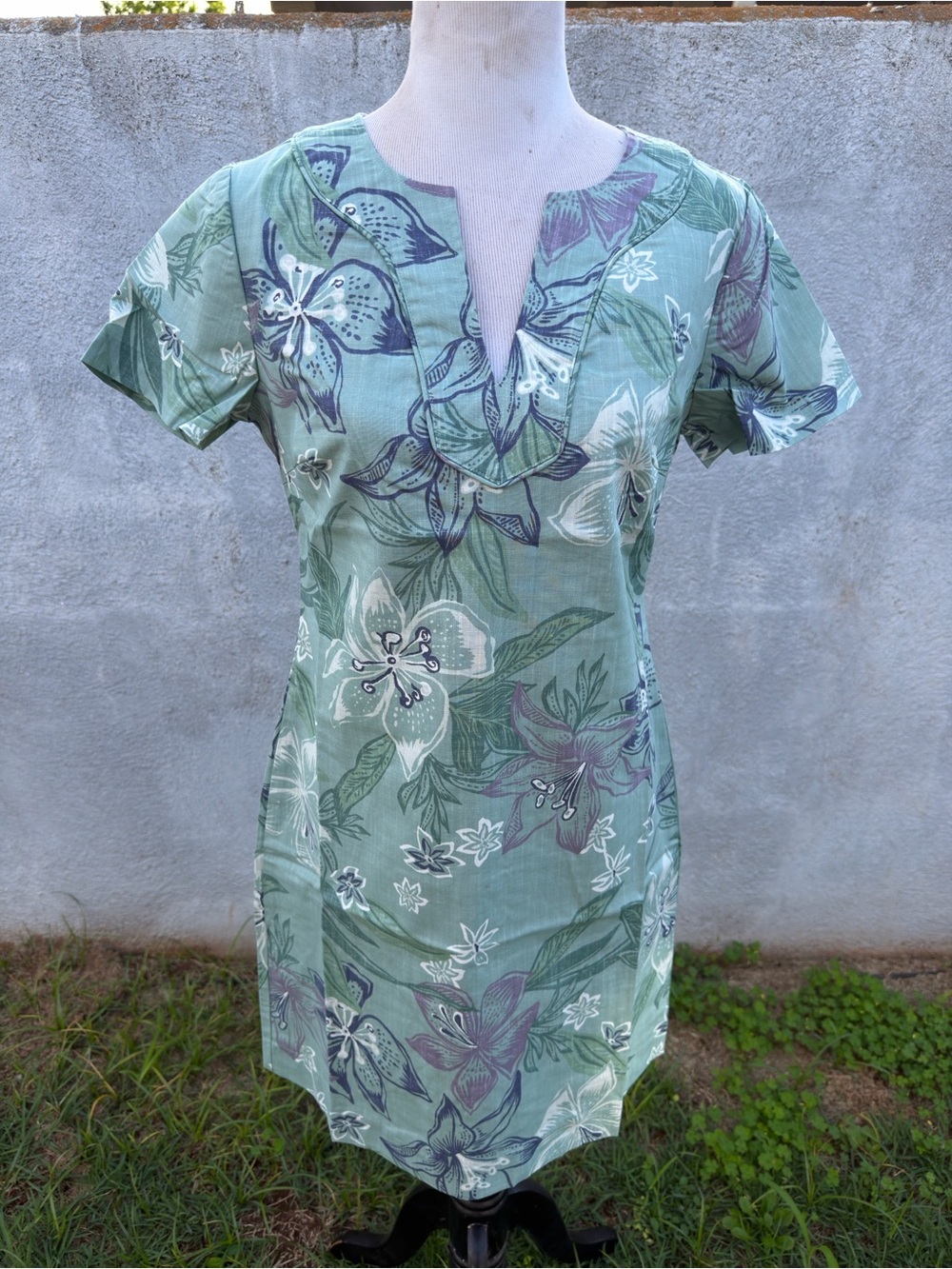 New Reyn Spooner Stargazer Short Dress Green Hawaiian Print Women's 8
